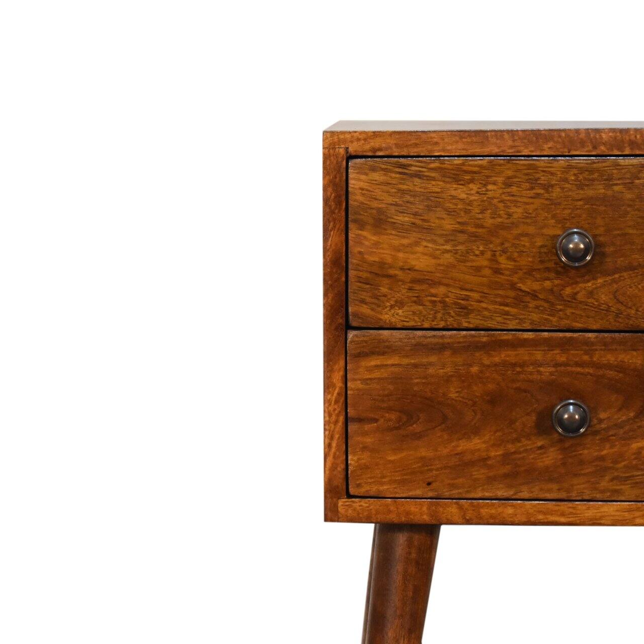 Back. Artisan Furniture - Artisan Furniture Solid Wood Mini 2 Drawer Chestnut Nightstand - Chestnut.