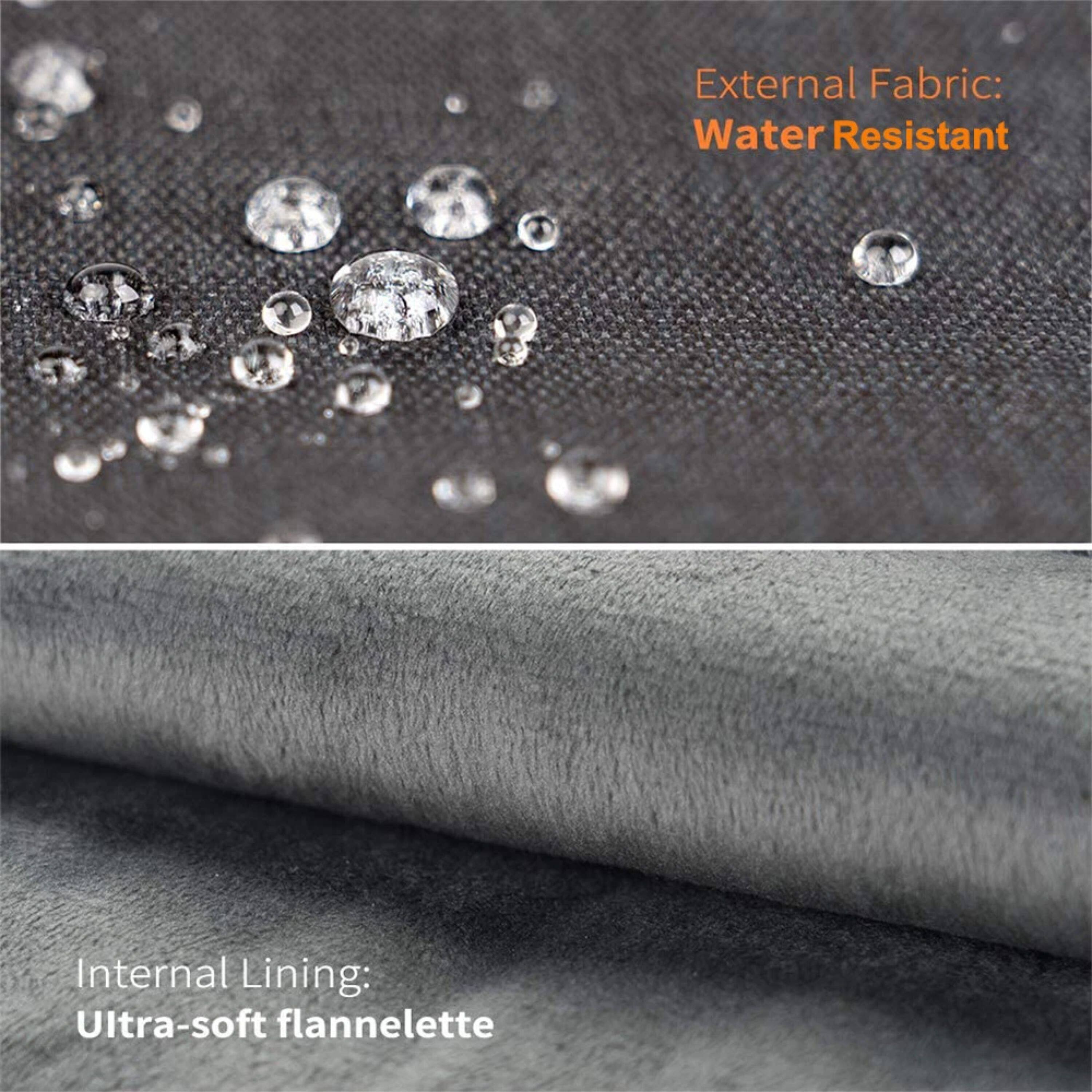 External Fabric: Water Resistant  
Internal Lining: Ultra-soft flannelette