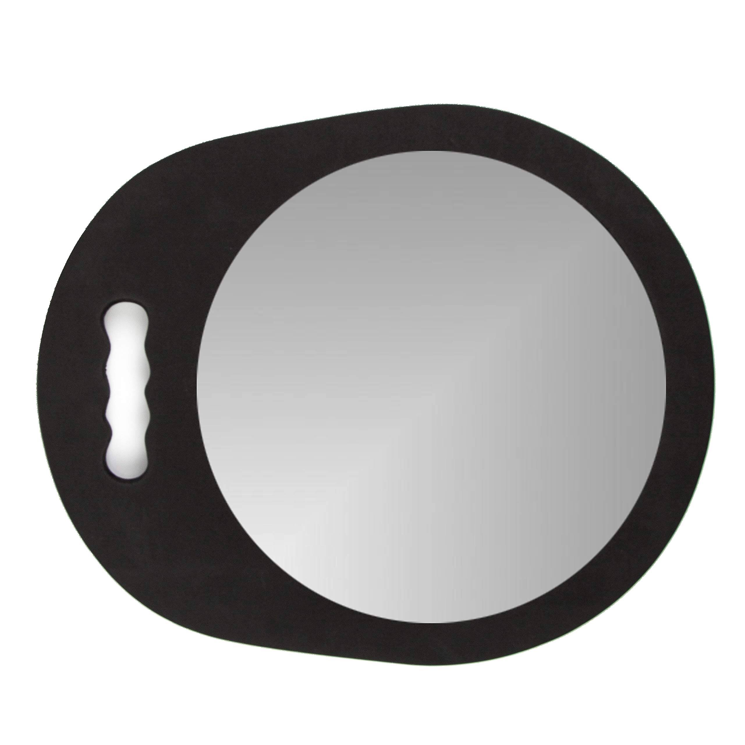 Front. Empire DigiLabs - Large Folding Mirror With Double Handles Rectangular Folded Handheld For Haircuts And Salon Use Haircut Sty - Black - Round.