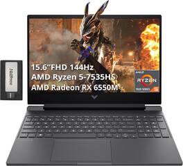 HP - Victus 15.6" Gaming Laptop,AMD Ryzen 5-7535HS,32GB DDR5,1TB SSD+256GB Dock Station,Radeon RX 6550M,Win 11 Pro - Silver
