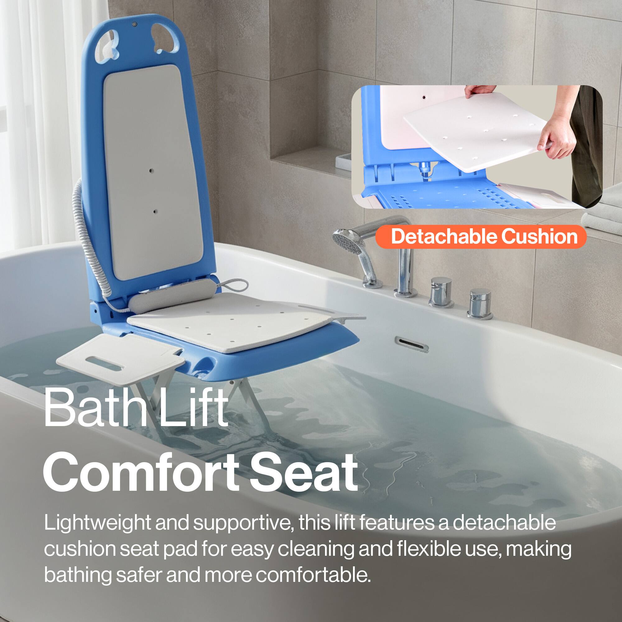 Detachable Cushion Bath Lift Comfort Seat

Lightweight and supportive, this lift features a detachable cushion seat pad for easy cleaning and flexible use, making bathing safer and more comfortable.