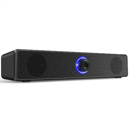 Front. Dazzed Corner - Computer Speakers, PC Speakers Wired Stereo Desktop Speakers - Black.