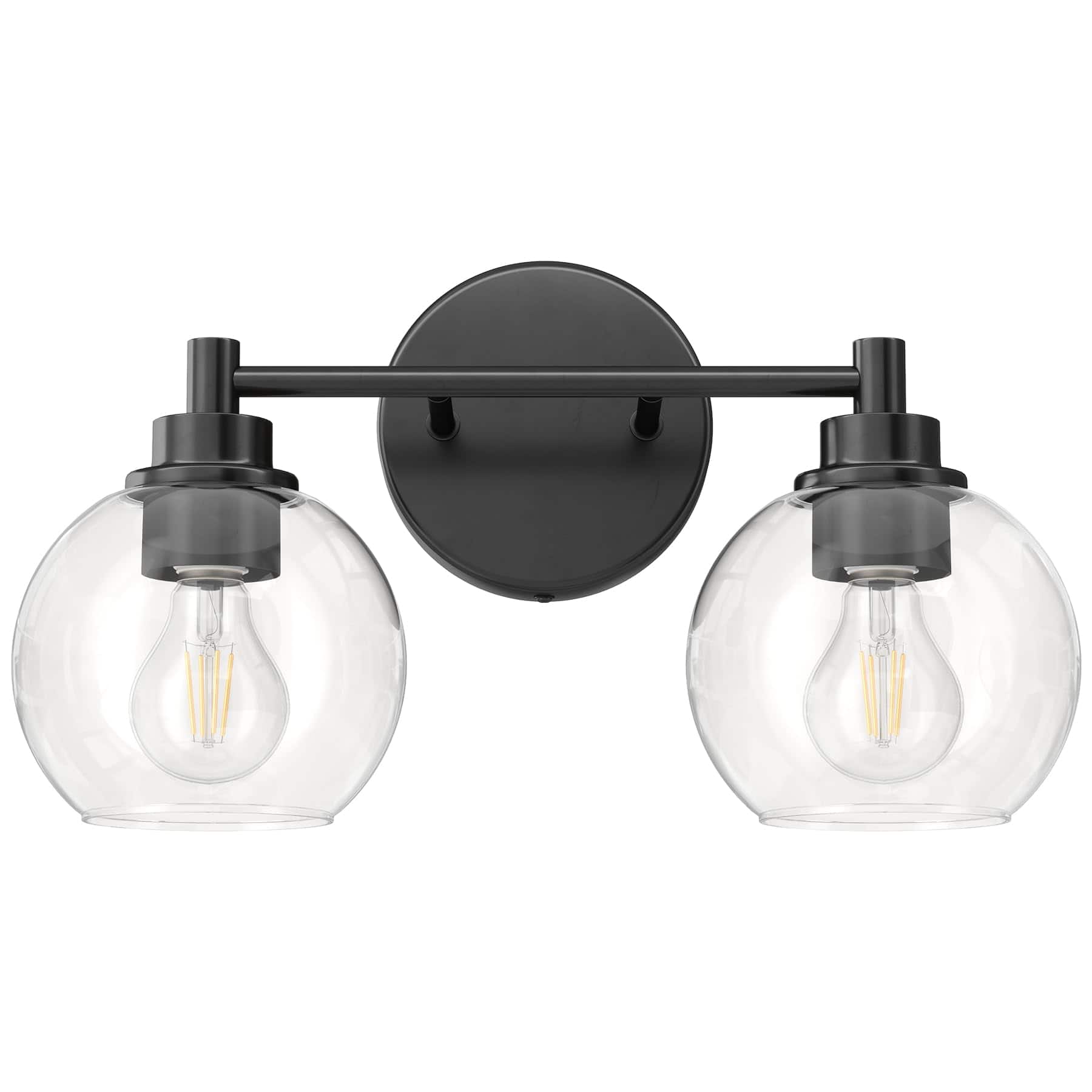 Dazzling Pops - Bathroom Light Fixtures Vanity With Globe Glass Shades E Sockets Lights Over Mirror For Bedroom Hallway Liv - Black 2-Light