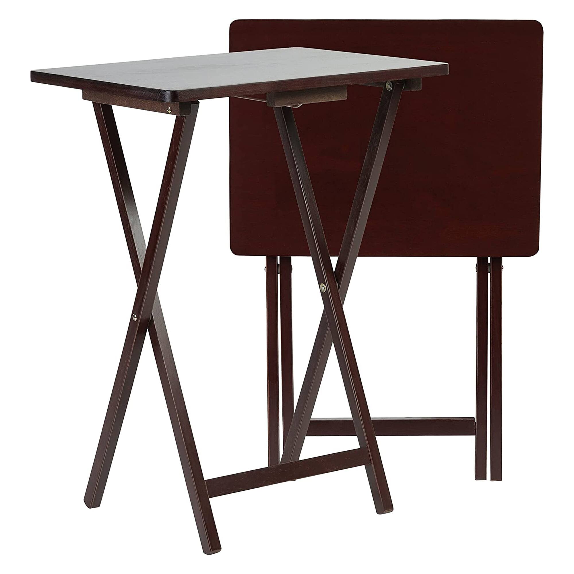 Alt View 1. PJ Wood - PJ Wood Portable Folding TV Snack Tray Table Desk Stand, Espresso (6 Piece Set) - Espresso/Brown.