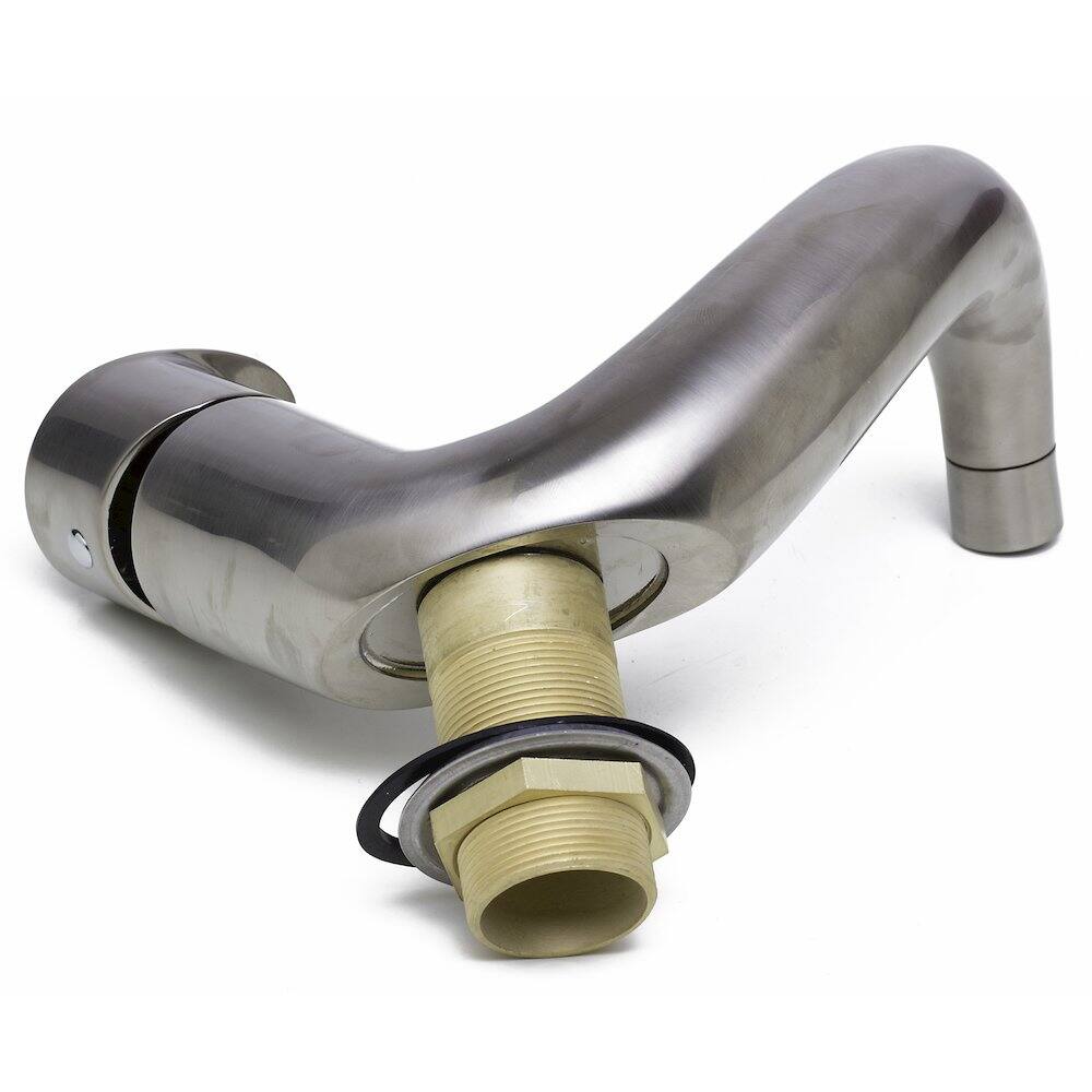 Left. Alfi - Wave Brushed Nickel Single Lever Bathroom Faucet - Silver.