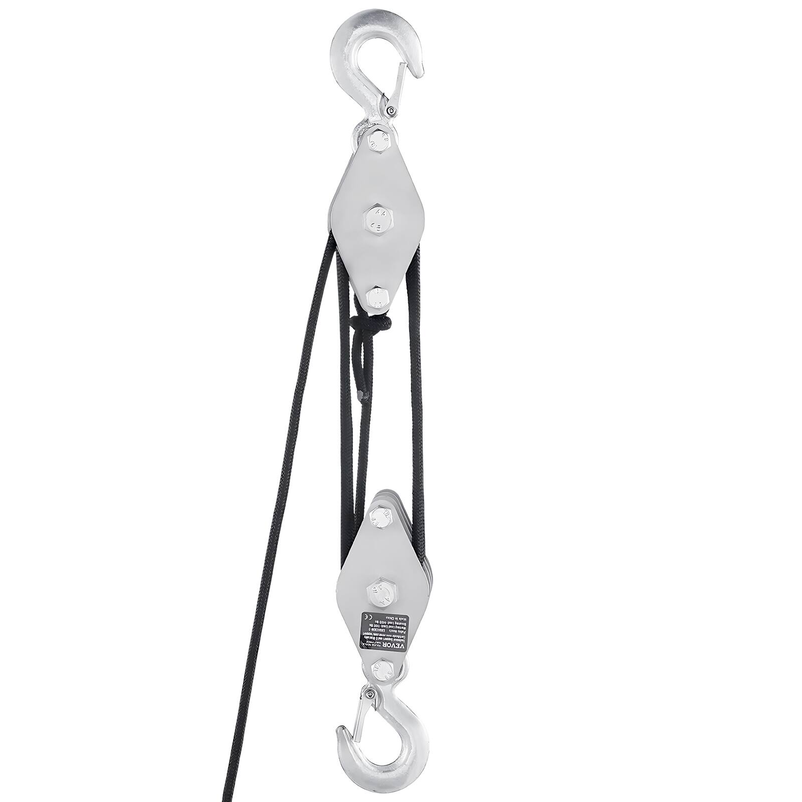 Alt View 5. VEVOR - 4400 lbs Breaking Strength 100 FT Rope Pulley Hoist, 5:1 Lifting Power Heavy Duty Pulley System with 2pcs Soft Loops - Silver;Black.