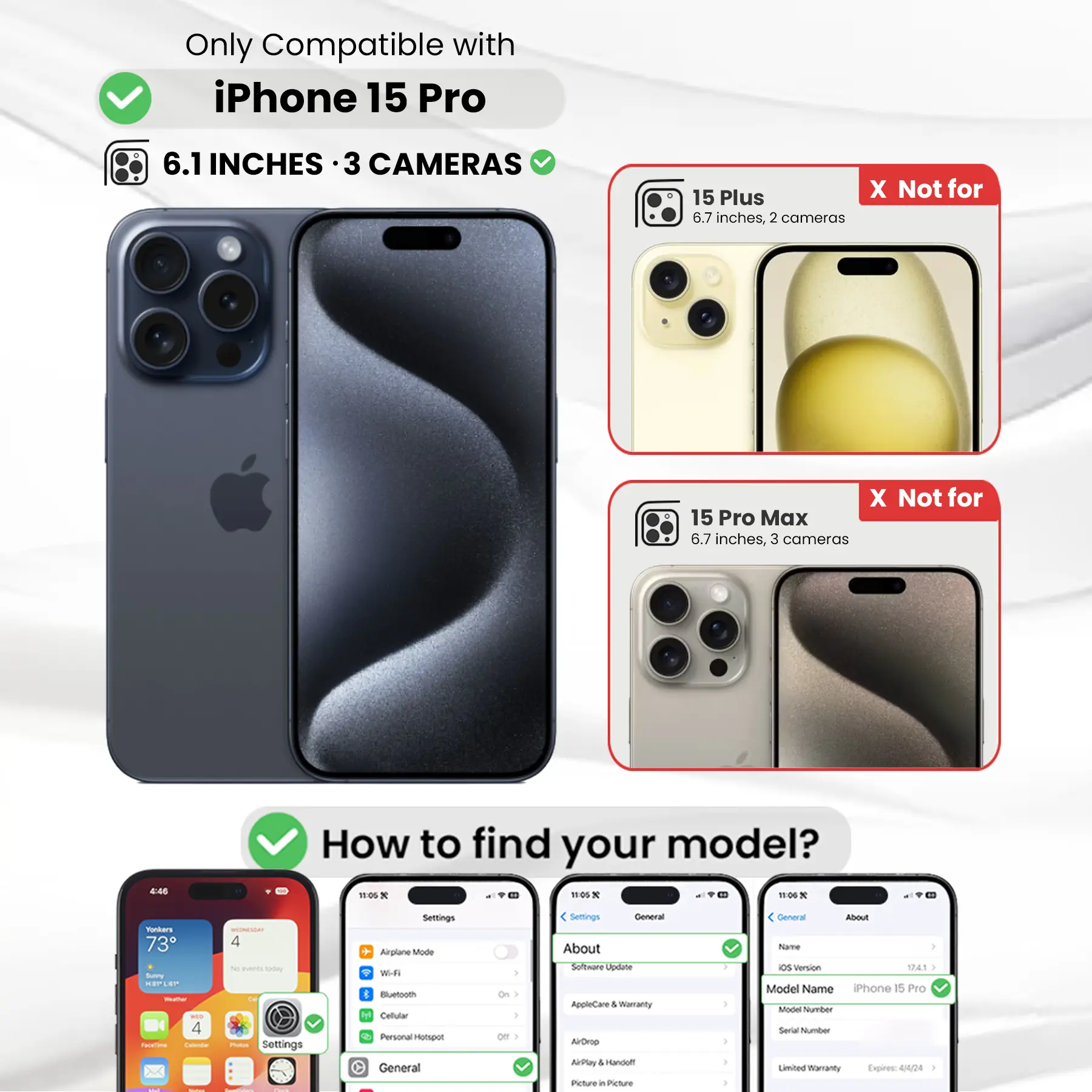 Entronix [Magnetic] Case for iPhone 15 Pro [Clear Back] Luxury