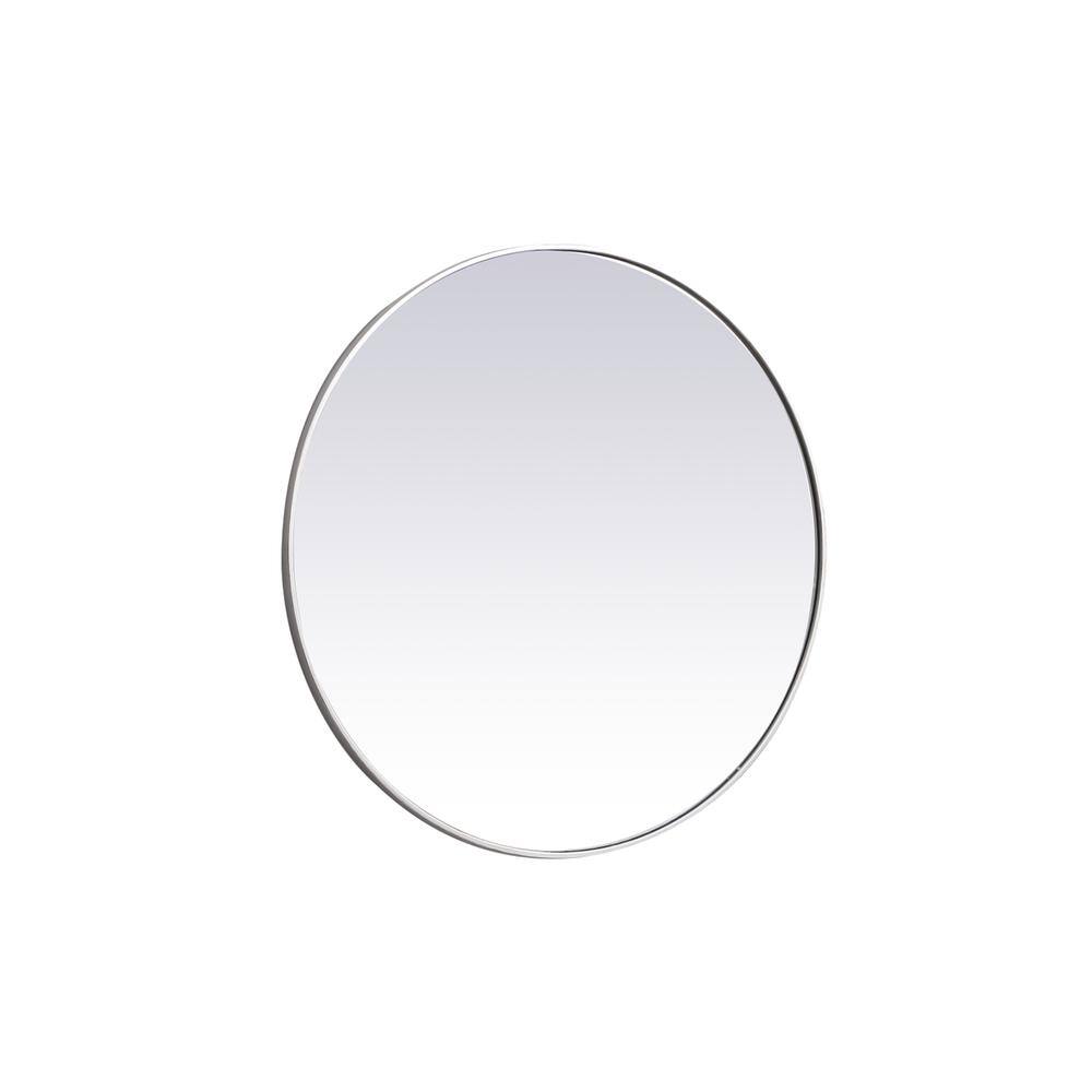 Angle. Elegant Decor - Metal frame round mirror 39 inch in silver - Silver.
