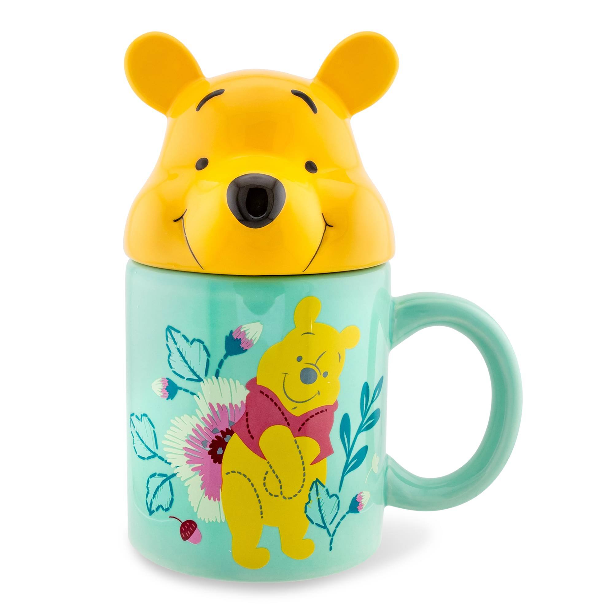Disney - Winnie the Pooh Ceramic Mug With Sculpted Topper | Holds 18 Ounces - Blue