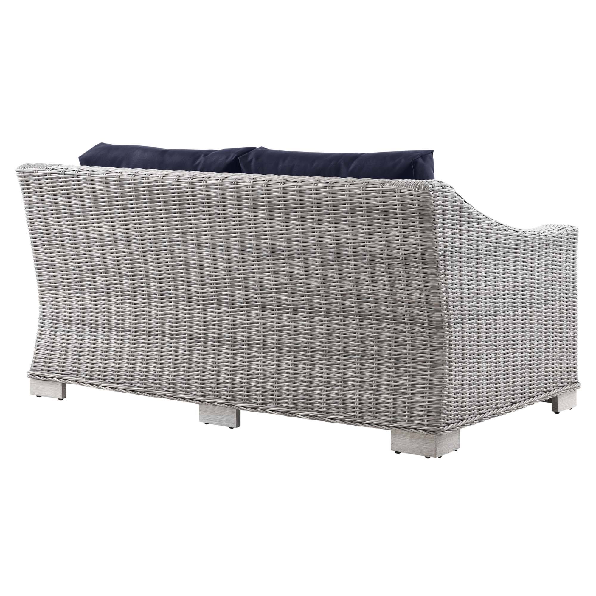 Alt View 2. Modway - Conway Outdoor Patio Wicker Rattan Loveseat by Modway - Light Gray Navy.