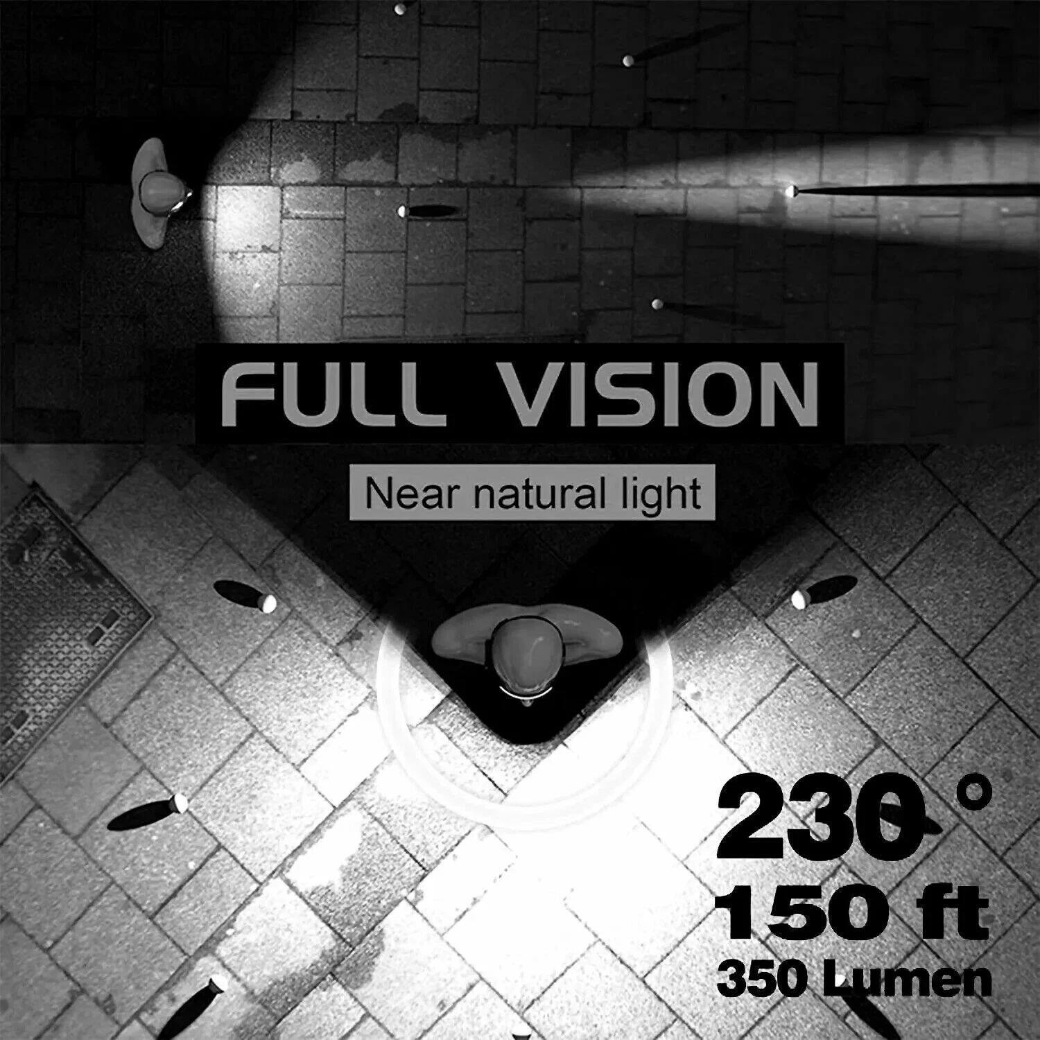FULL VISION  
Near natural light  

230°  
150 ft  
350 Lumens