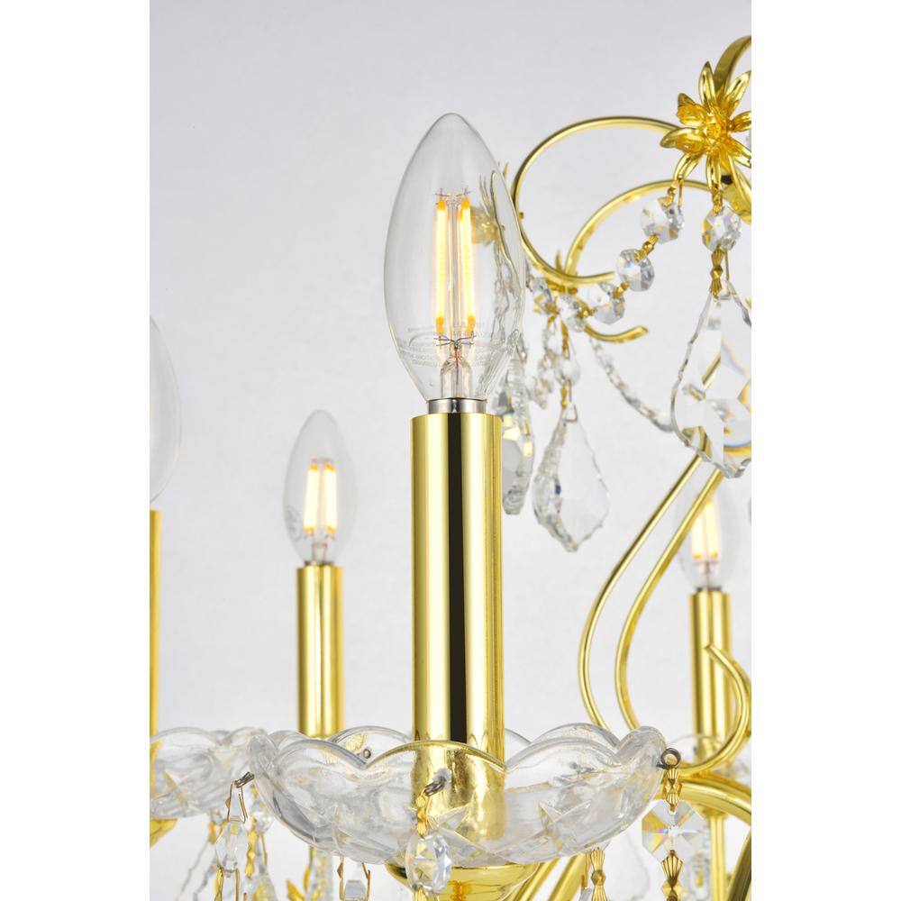 Back. Elegant Lighting - St. Francis 8 light Gold Chandelier Clear Royal Cut Crystal - Gold.