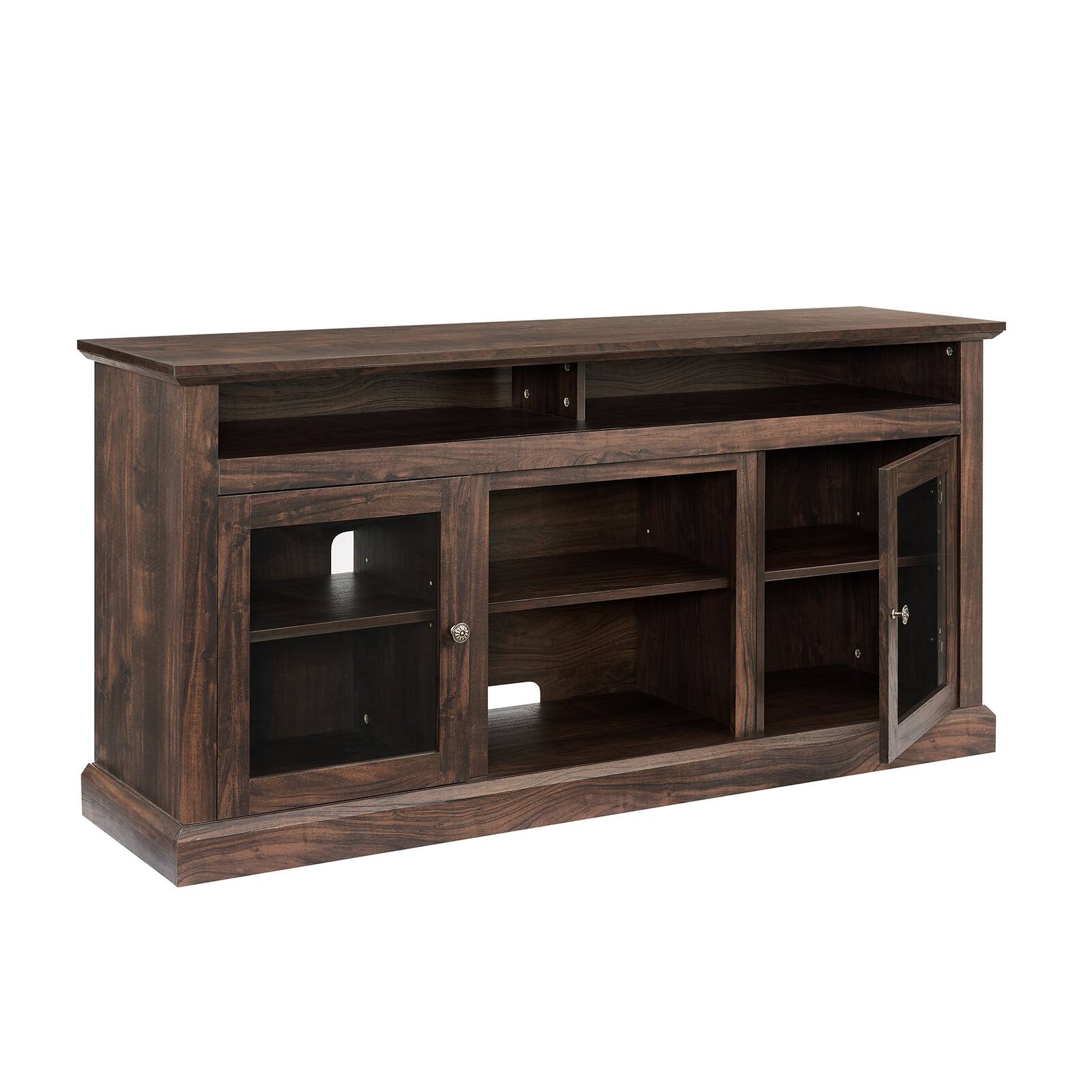 Alt View 7. Chateau Abodes - 60" Contemporary TV Stand, Modern Entertainment Console for up to 65" TVs with Open & Closed Storage - Brown.