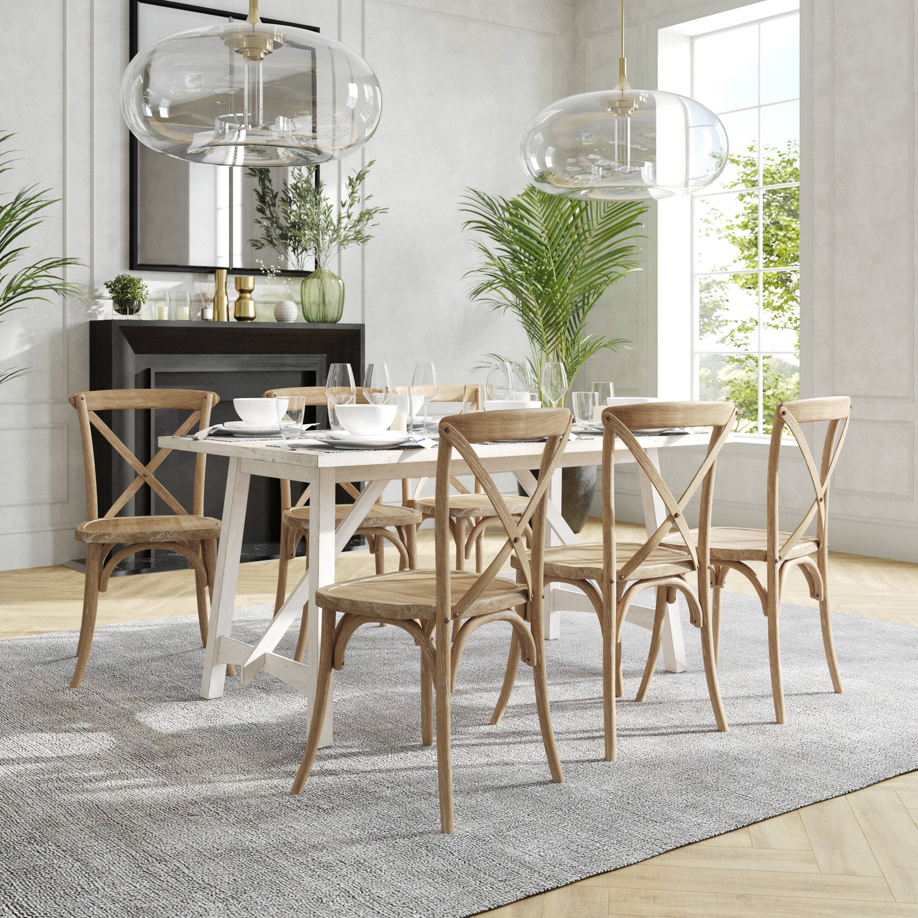 Alt View 2. Flash Furniture - Advantage Medium Natural With White Grain X-Back Chair - Natural.