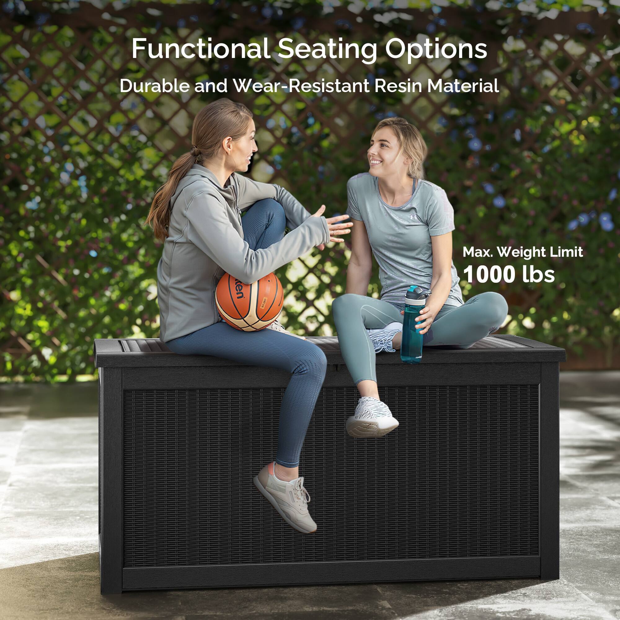 Functional Seating Options  
Durable and Wear-Resistant Resin Material  
Max. Weight Limit 1000 lbs