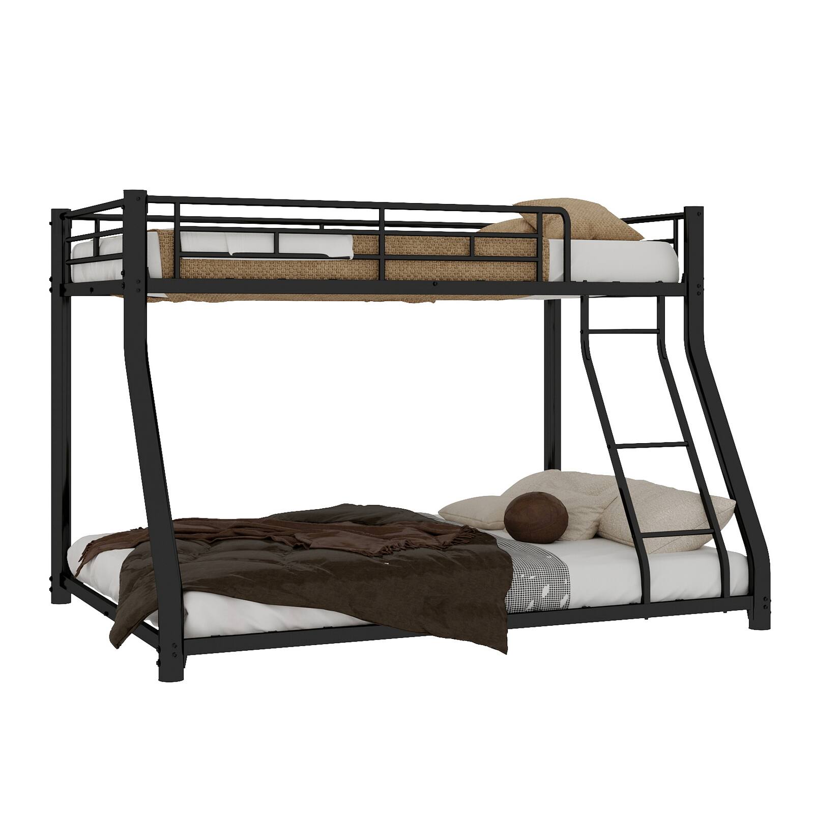 Alt View 7. Loheer - Loheer Twin Over Full Metal Bunk Bed Heavy Duty Frame with LED Lights USB Ports Storage Headboard and Ladder Noise Free - Black.