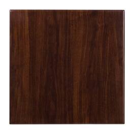 Emma + Oliver - 24" Square High-Gloss Resin Table Top with 2" Thick Drop-Lip - Walnut