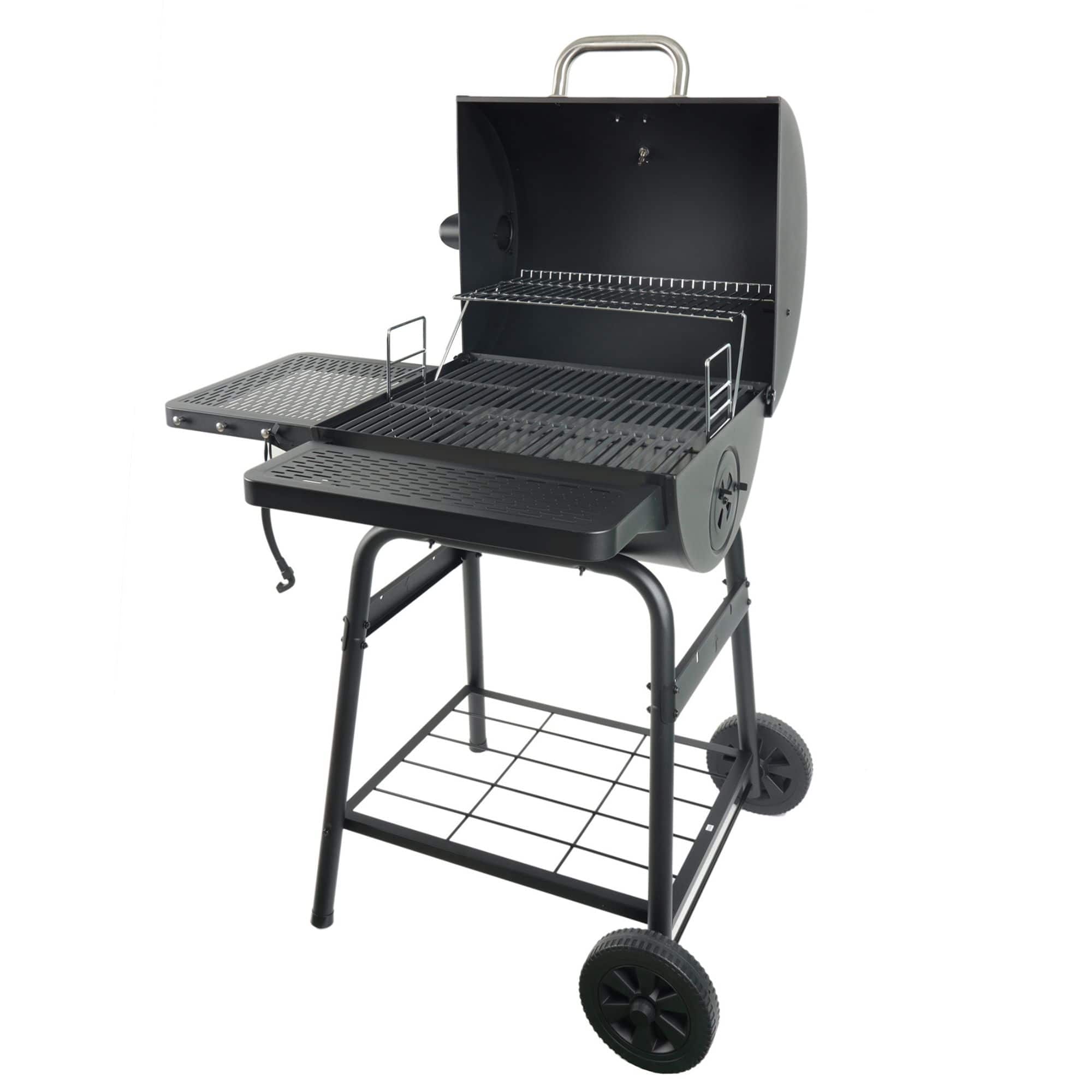 Grill Boss - 23" Charcoal Barrel Grill, Adjustable Grate Large Cooking Area - Black