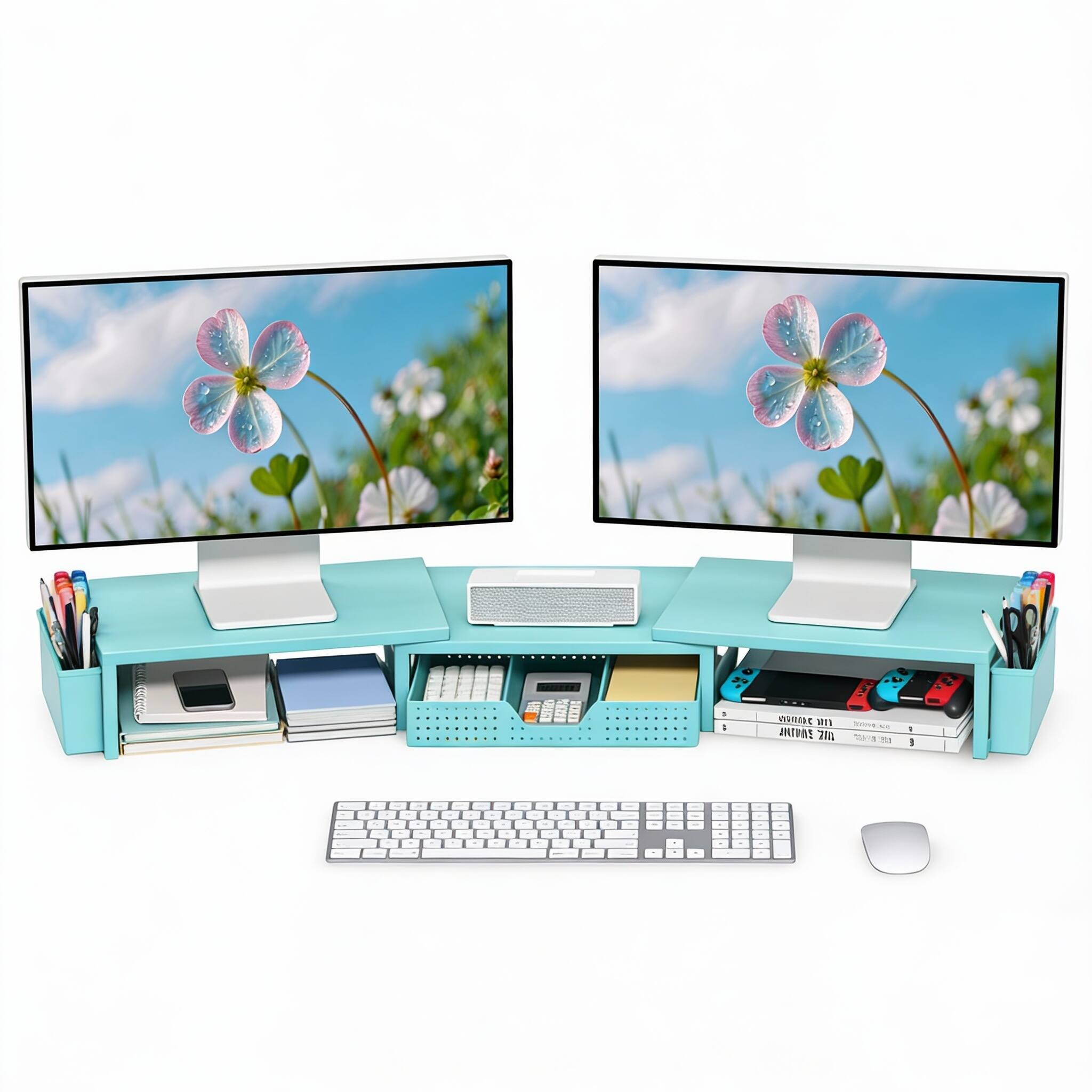 Metal Blue With drawer and pen holder