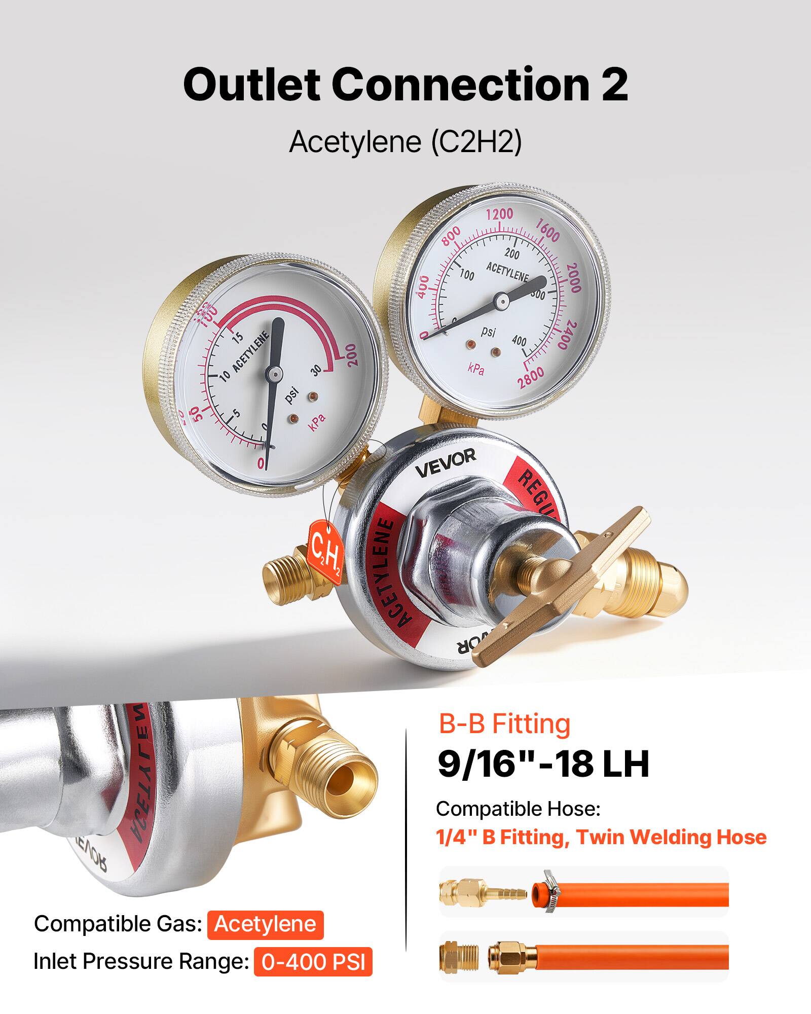 VEVOR Oxygen Acetylene Regulator Set, Oxy Acetylene Regulators, 0 ...