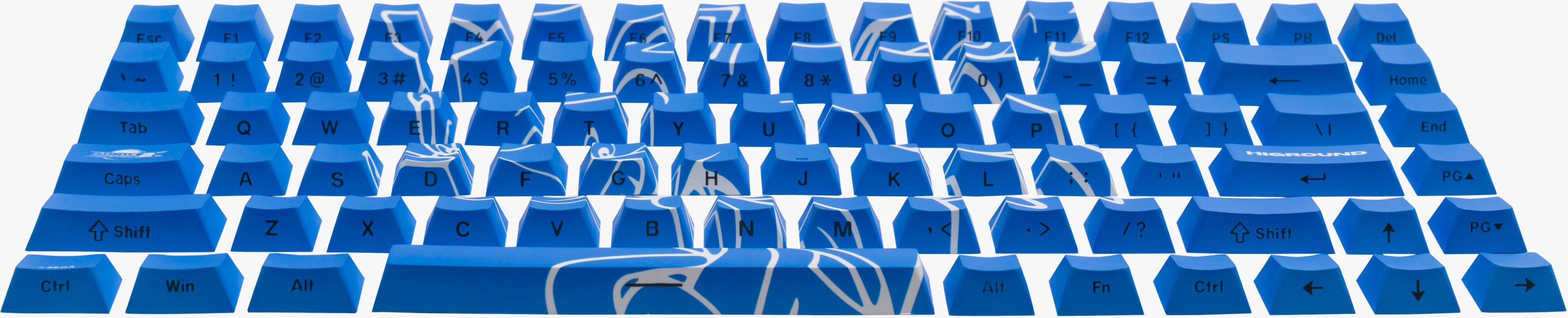 Sure, here is the corrected and grouped text from the image:

- Esc
- F1
- F2
- F3
- F4
- F5
- F6
- F7
- F8
- F9
- F10
- F11
- F12
- PS
- PB
- Del
- Home
- Tab
- 1!
- 2@
- 3#
- 4$
- 5%
- 6^
- 7&
- 8*
- 9(
- 0)
- -
- +
- Caps
- Q
- W
- E
- R
- T
- Y
- U
- I
- O
- P
- [ {
- ] }
- Shift
- Z
- X
- C
- V
- B
- N
- M
- , <
- . >
- / ?
- Shift
- Ctrl
- Win
- Alt
- Fn
- Ctrl
- End
- PG ↑
- PG ↓
- Alt
- Fn
- Ctrl