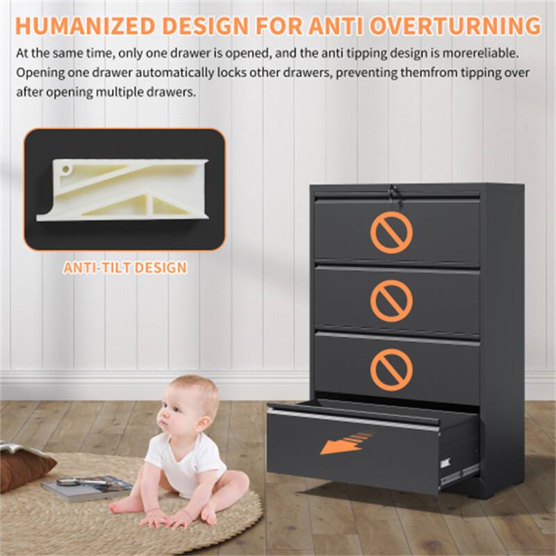 HUMANIZED DESIGN FOR ANTI OVERTURNING

At the same time, only one drawer is opened, and the anti tipping design is more reliable. Opening one drawer automatically locks other drawers, preventing them from tipping over after opening multiple drawers.

ANTI-TILT DESIGN
