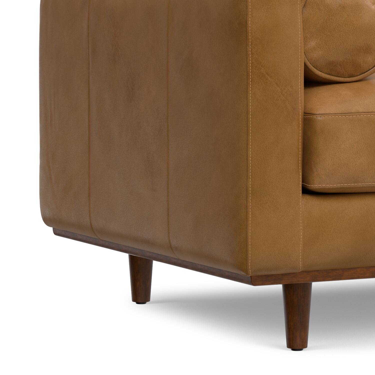 Alt View 4. Simpli Home - Morrison 42 inch Wide Mid-Century Modern Arm Chair in Sienna - Sienna.