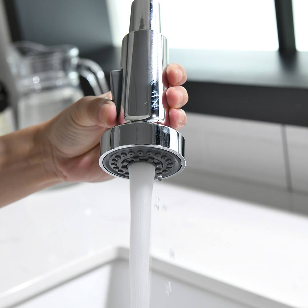 Alt View 1. TinyHomie - Commercial Black Kitchen Faucet Pull Down Sprayer Single Handle - Black.