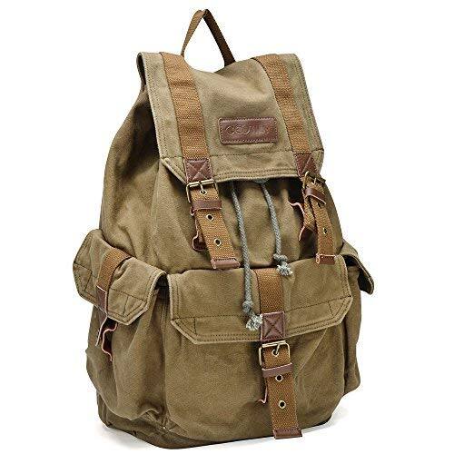 Left. Cozy Serene - 21101amg Specially High Density Thick Canvas Backpack Rucksack  Field Tan Large - Coffee-Small.