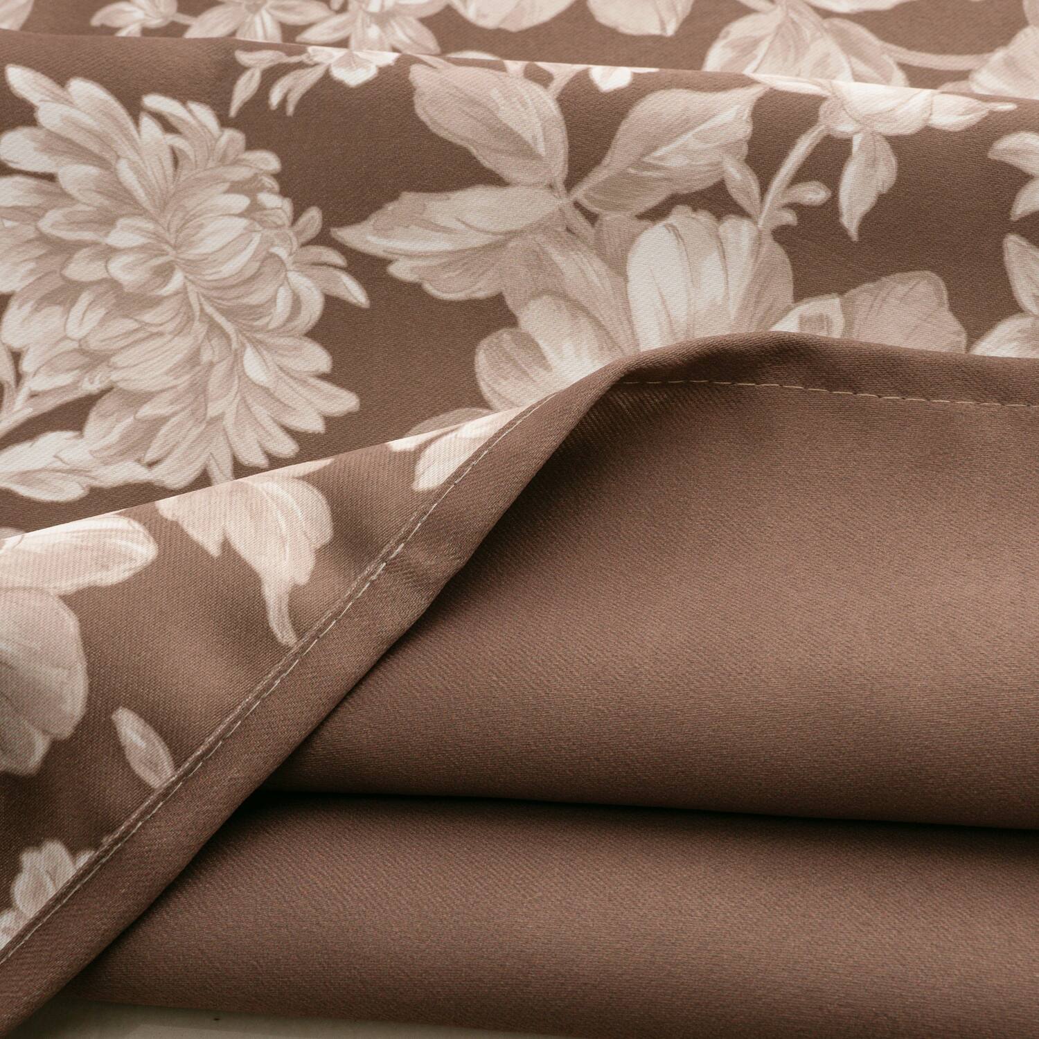 Back. Olivia Gray - Olivia Gray 100% Polyester 190 GSM Eloise Reversible Blackout Grommet Curtain Panel 54" x 84" Mocha - Mocha.
