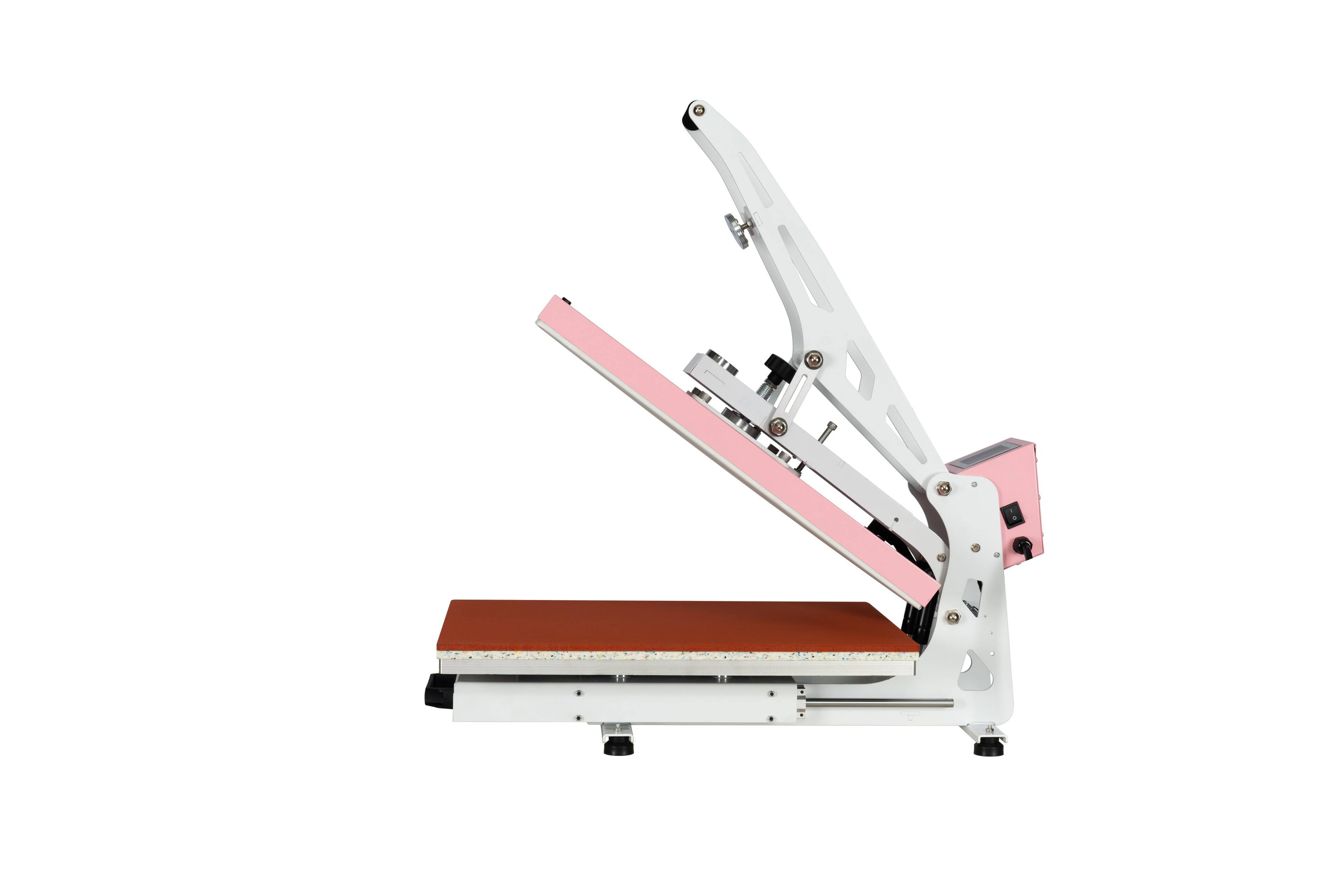 Alt View 1. ELEMENT ACE - 16x24 Semi-Automatic Heat Press Machine - Auto Open & Slide-Out Base - Pink+White.