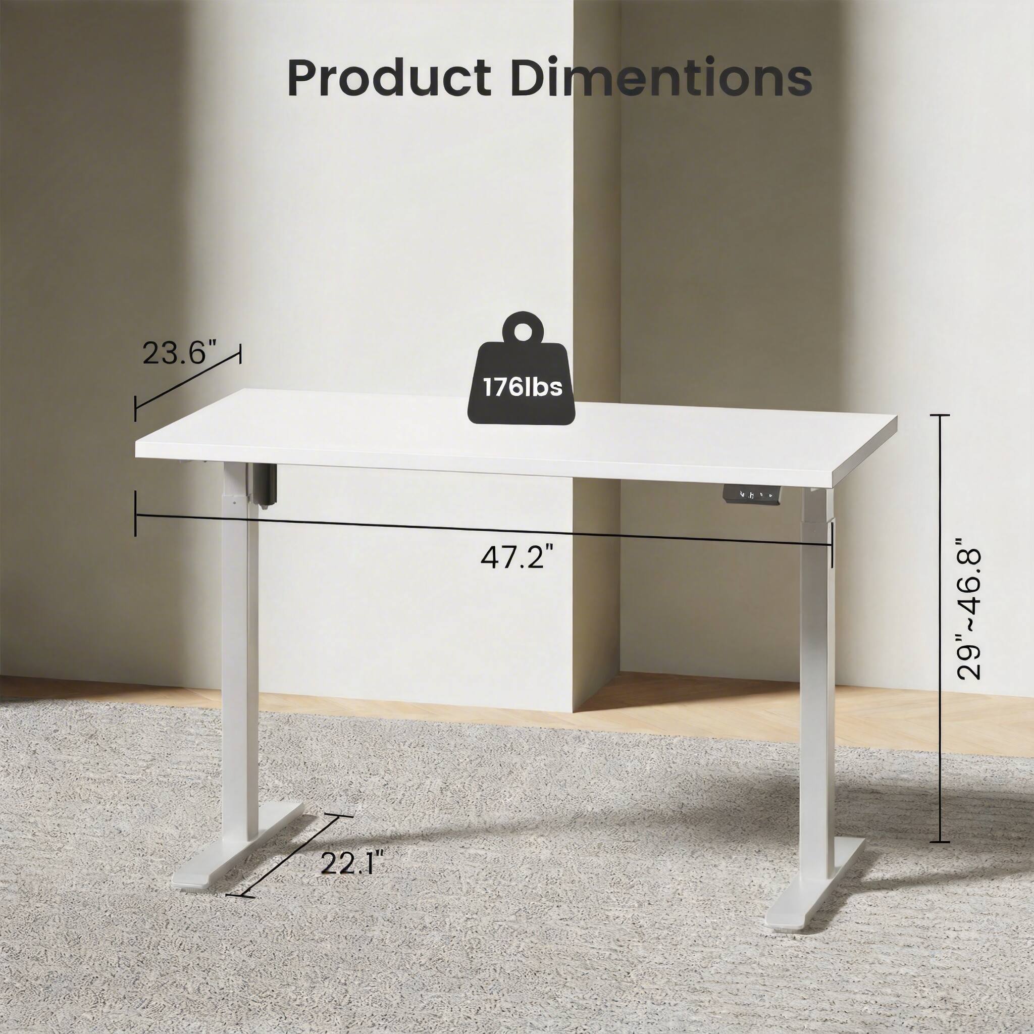 Product Dimensions: 23.6" x 47.2" x 29"-46.8" x 22.1", 176lbs