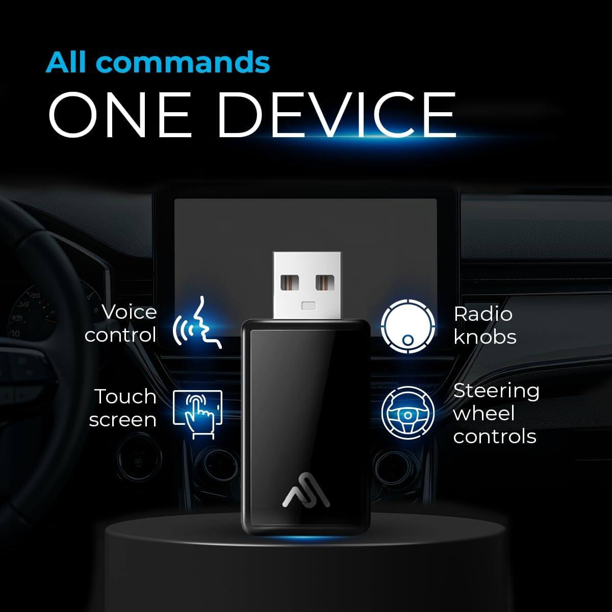 All commands ONE DEVICE

- Voice control
- Touch screen
- Radio knobs
- Steering wheel controls