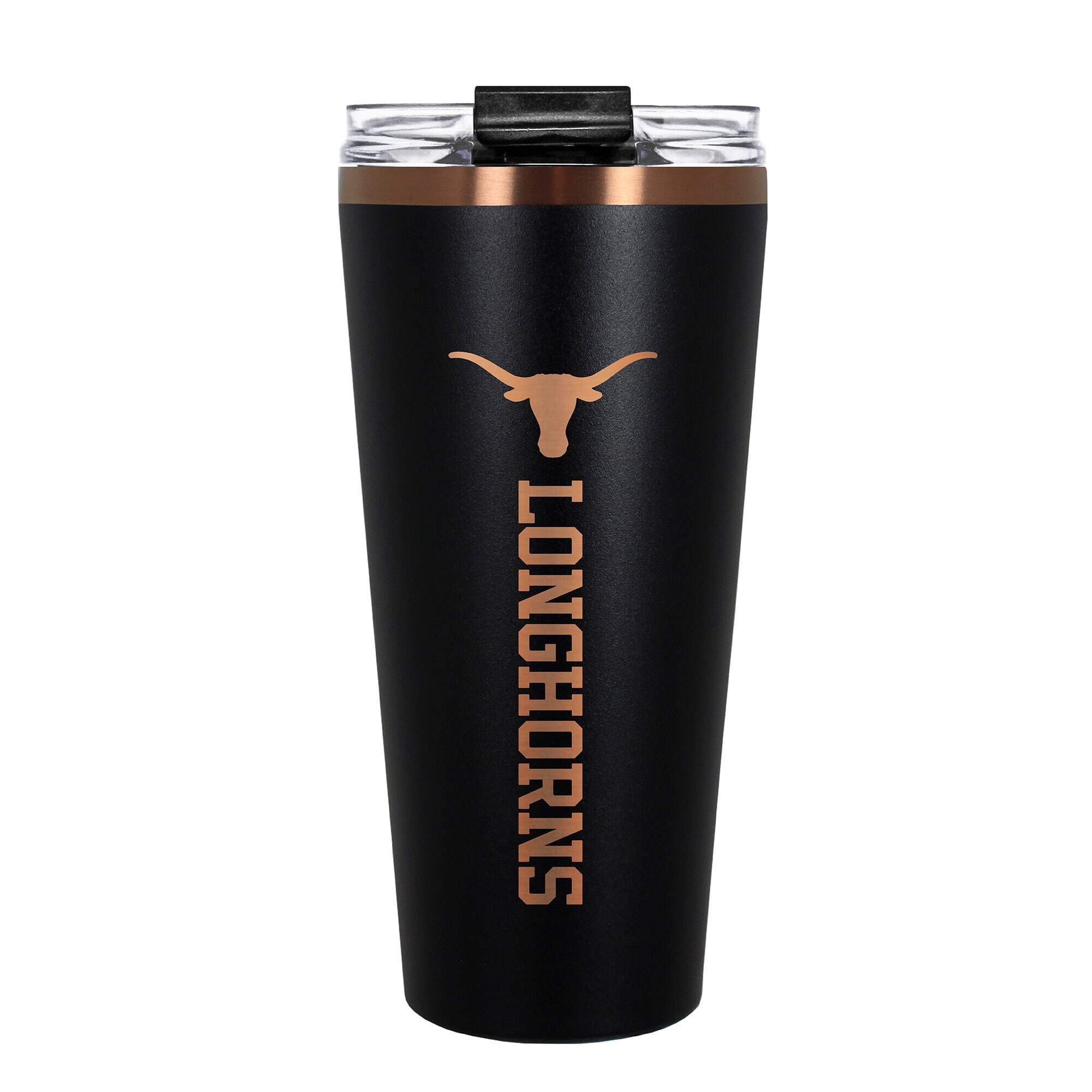 Front. Great American Products - Texas Longhorns 30oz. Big Slim Tumbler - Black.
