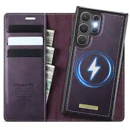 Dteck - for Samsung Galaxy S24 Ultra Detachable Wallet Case, 2 in 1 PU Leather Flip Folio Case with RFID Blocking Phone Cover - Purple