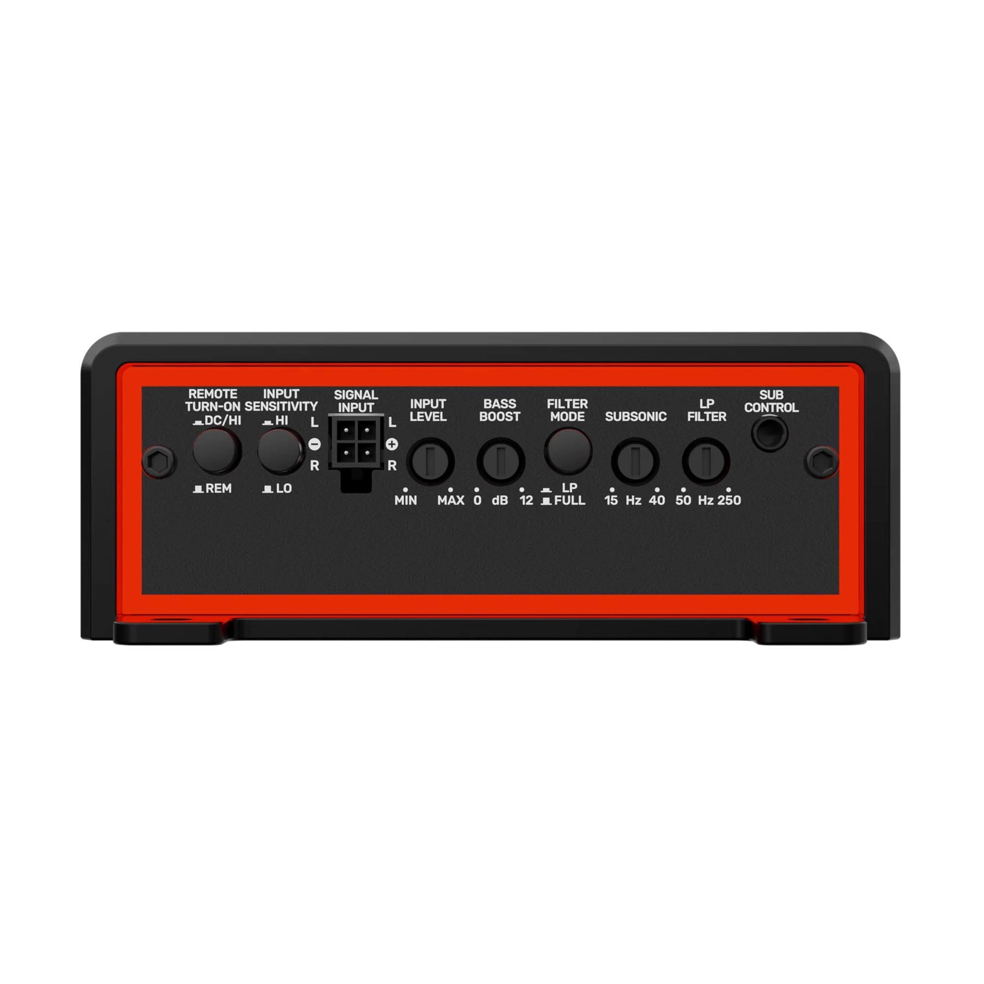 REMOTE INPUT SIGNAL TURN-ON SENSITIVITY INPUT INPUT DC/HI HI LEVEL L L o O R R BASS BOOST SUB FILTER LP CONTROL MODE SUBSONIC FILTER REM LO . MIN . . MAX 0 dB 12 LP FULL . 15 Hz 40 50 Hz 250