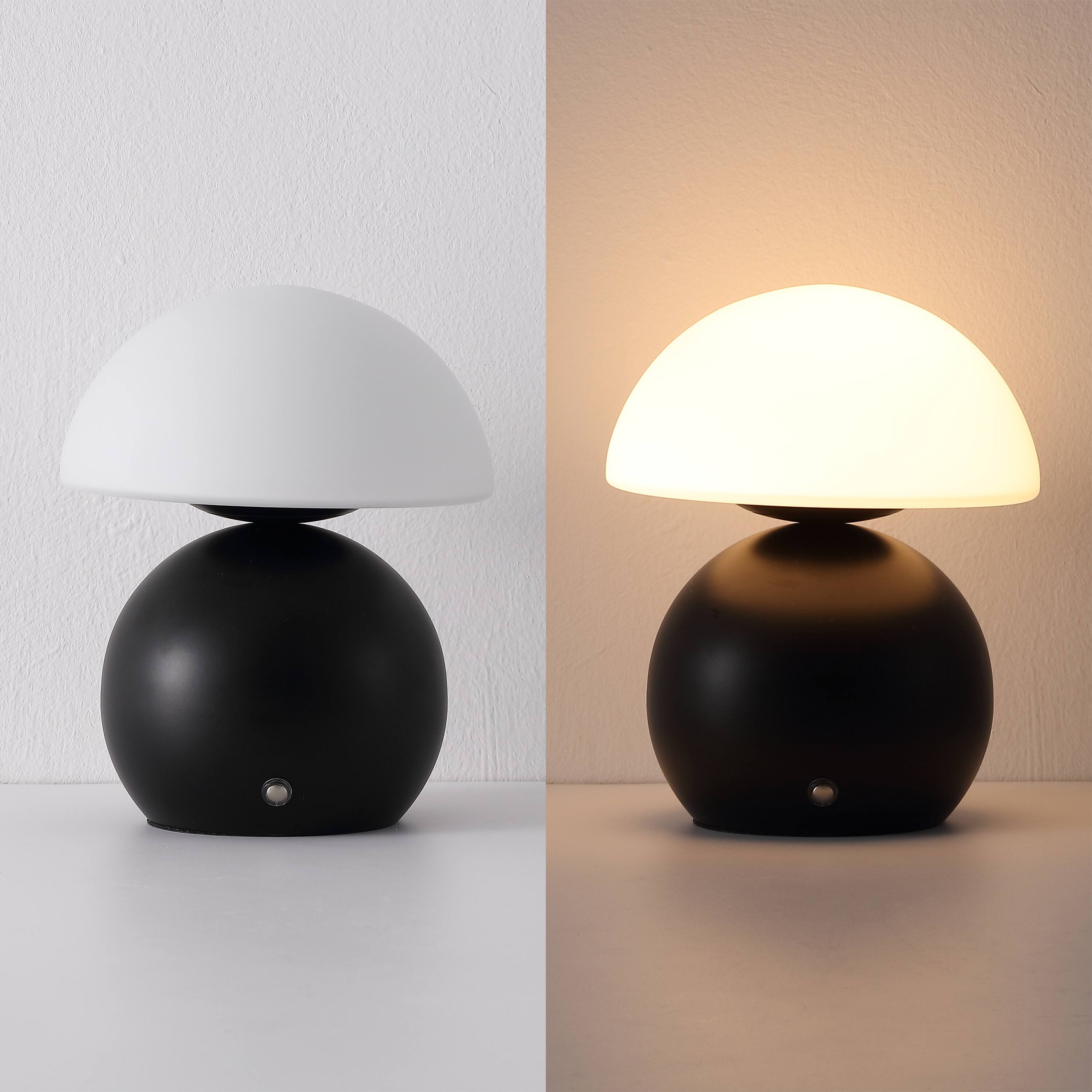 Alt View 5. Jonathan Y - Kanya 7.25" USB-C Rechargeable Table Lamp Set of 2, Black Metal Base with White Glass Dome Shade and Touch Dimmer - Black.