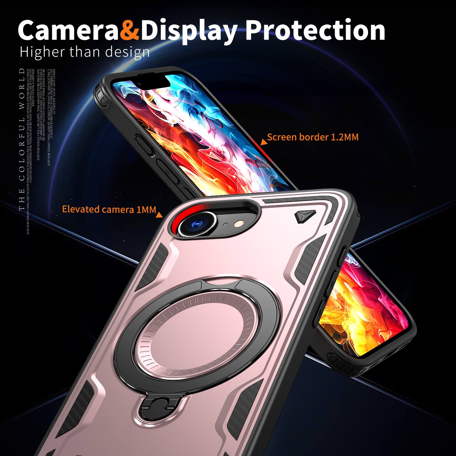 Camera & Display Protection  
Higher than design  

Screen border 1.2MM  
Elevated camera 1MM