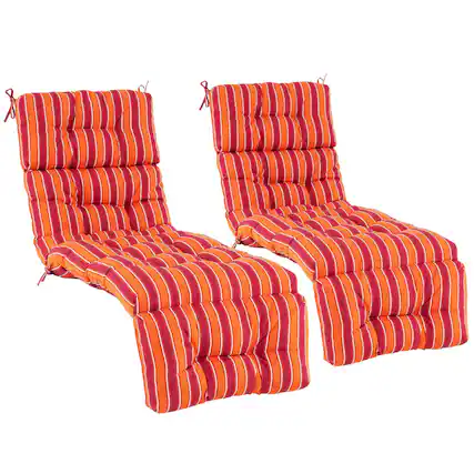 Front. Costway - Costway 2 PCS 73" Lounge Chaise Cushion Padded Recliner Cushion Indoor Outdoor - Dark Orange.