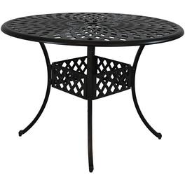 Sunnydaze - 41.5 in Crossweave Cast Aluminum Round Patio Dining Table - Black