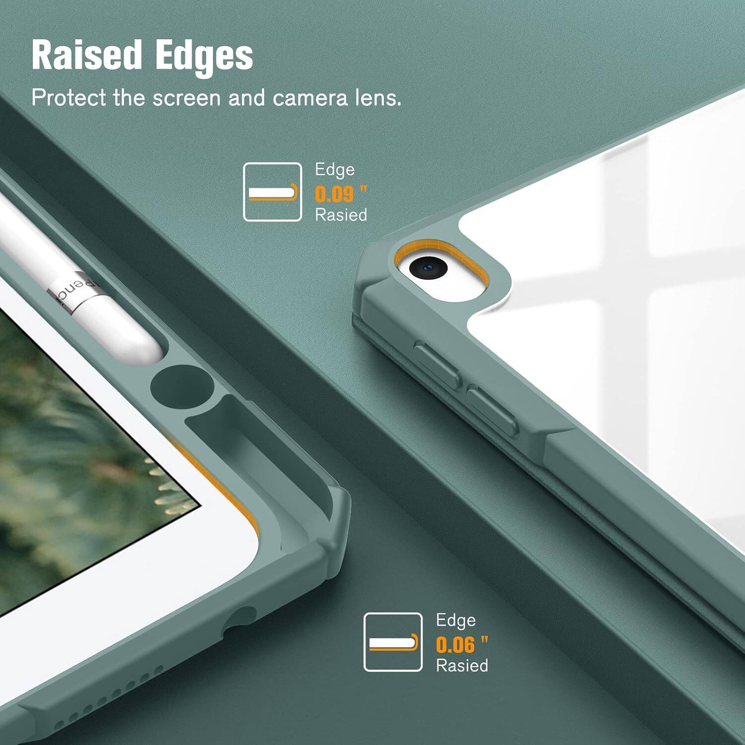 Raised Edges Protect the screen and camera lens.

Edge 0.09" Raised

Edge 0.06" Raised