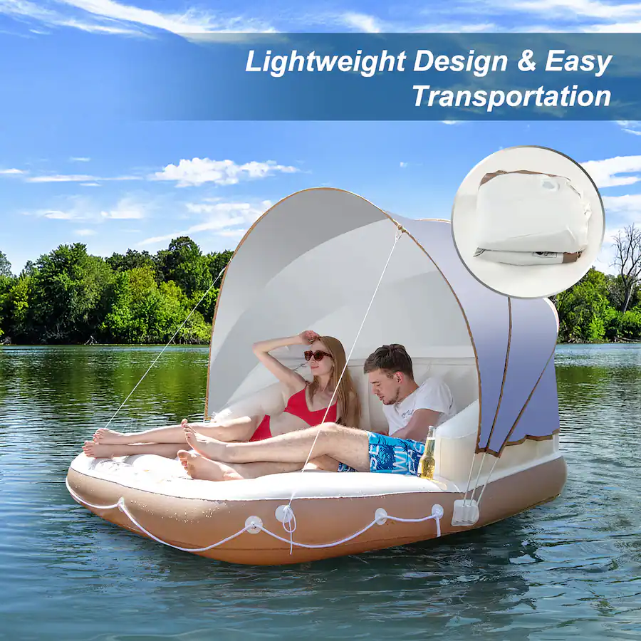 Selvory Inflatuble Raft Costway Floating Island Inflatable Swimming Pool Float Lounge Raft with ...