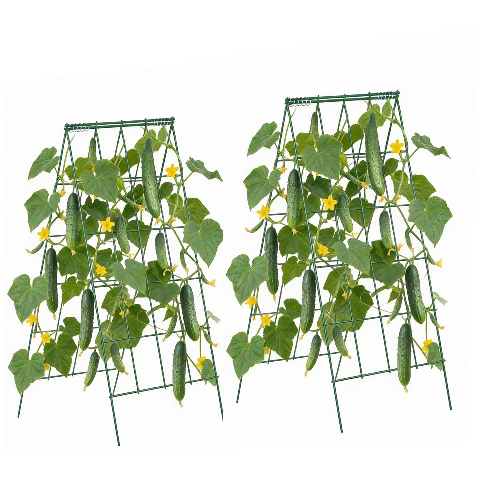 Alt View 5. VEVOR - Cucumber Trellis 4 Pack, A-Frame Garden Trellises for Raised Bed, Metal Rustproof Coating Plant Support for Vine - Green.