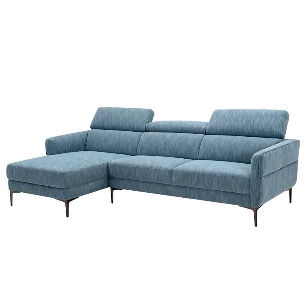 Alt View 1. Pefilos - 105 Inch L-Shaped Sofa Couch with 3 Adjustable Headrests-Blue, Blue Fabric Sofa Couch, Ergonomic Backrest, Adjustable - Blue.