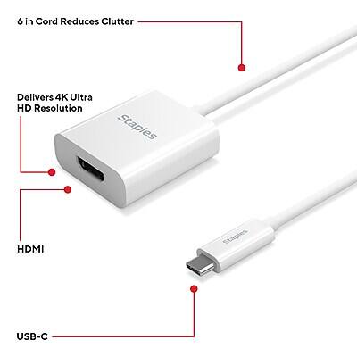 6 in Cord Reduces Clutter  
Delivers 4K Ultra HD Resolution  
HDMI  
USB-C