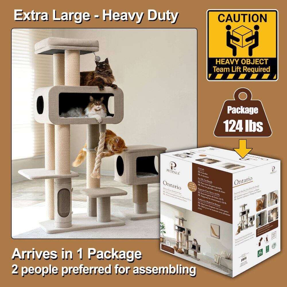 Extra Large - Heavy Duty  
CAUTION HEAVY OBJECT Team Lift Required  
Package 124 lbs  
PETPALS Ontario  
Arrives in 1 Package  
2 people preferred for assembling