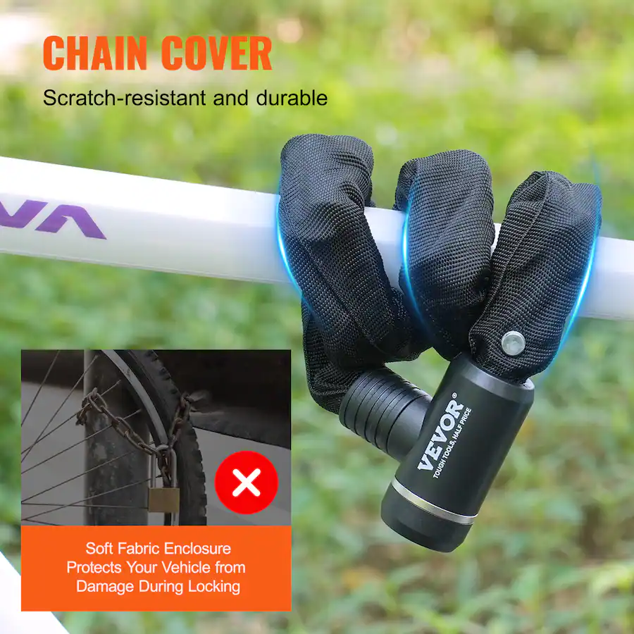 Track Chain Lock VEVOR Bike Chain Lock, 2.79 Ft Combination Bicycle Chain Lock with 2 ...