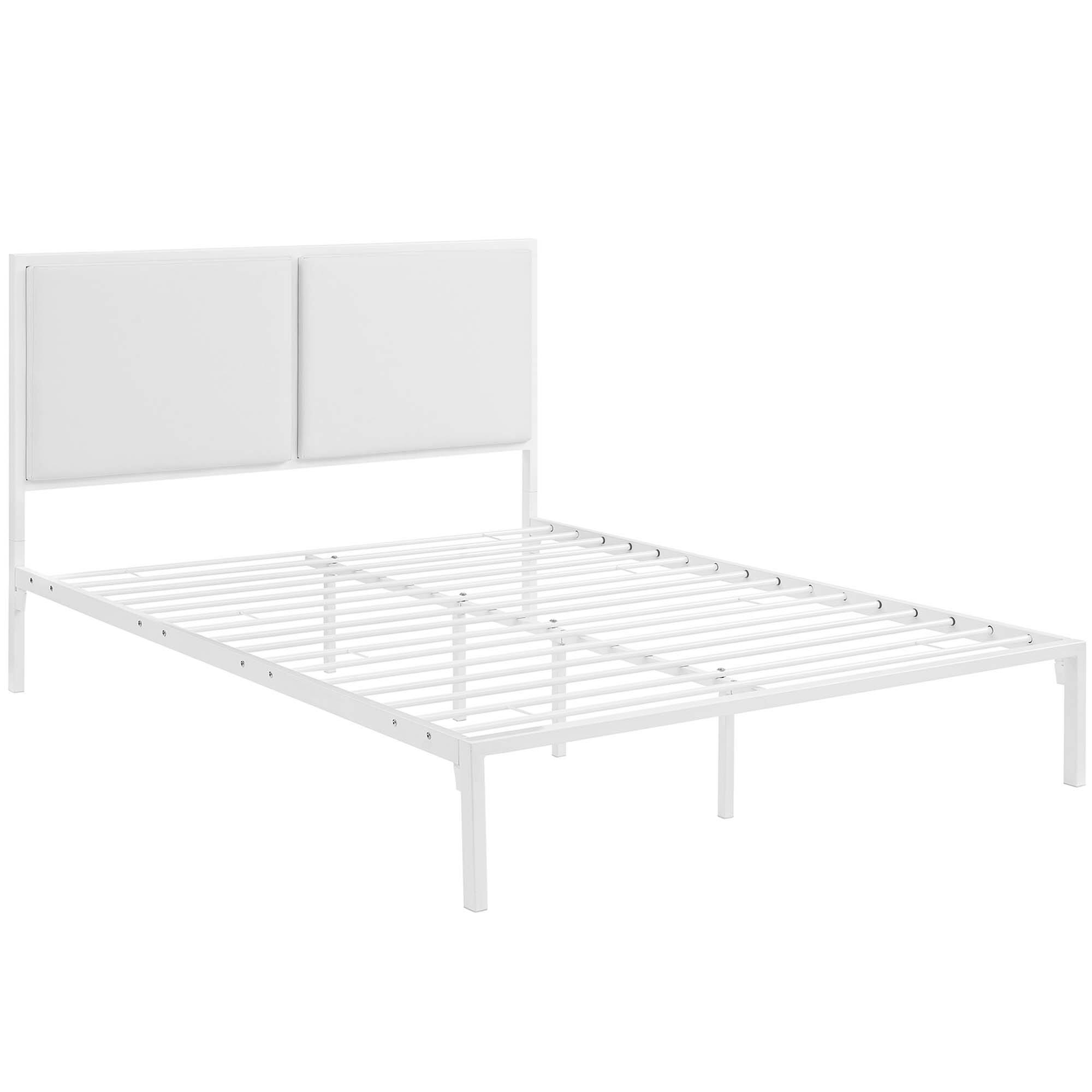 Left. Modway - Tessie Vinyl Twin Bed Frame with Squared Tapered Legs - Black.