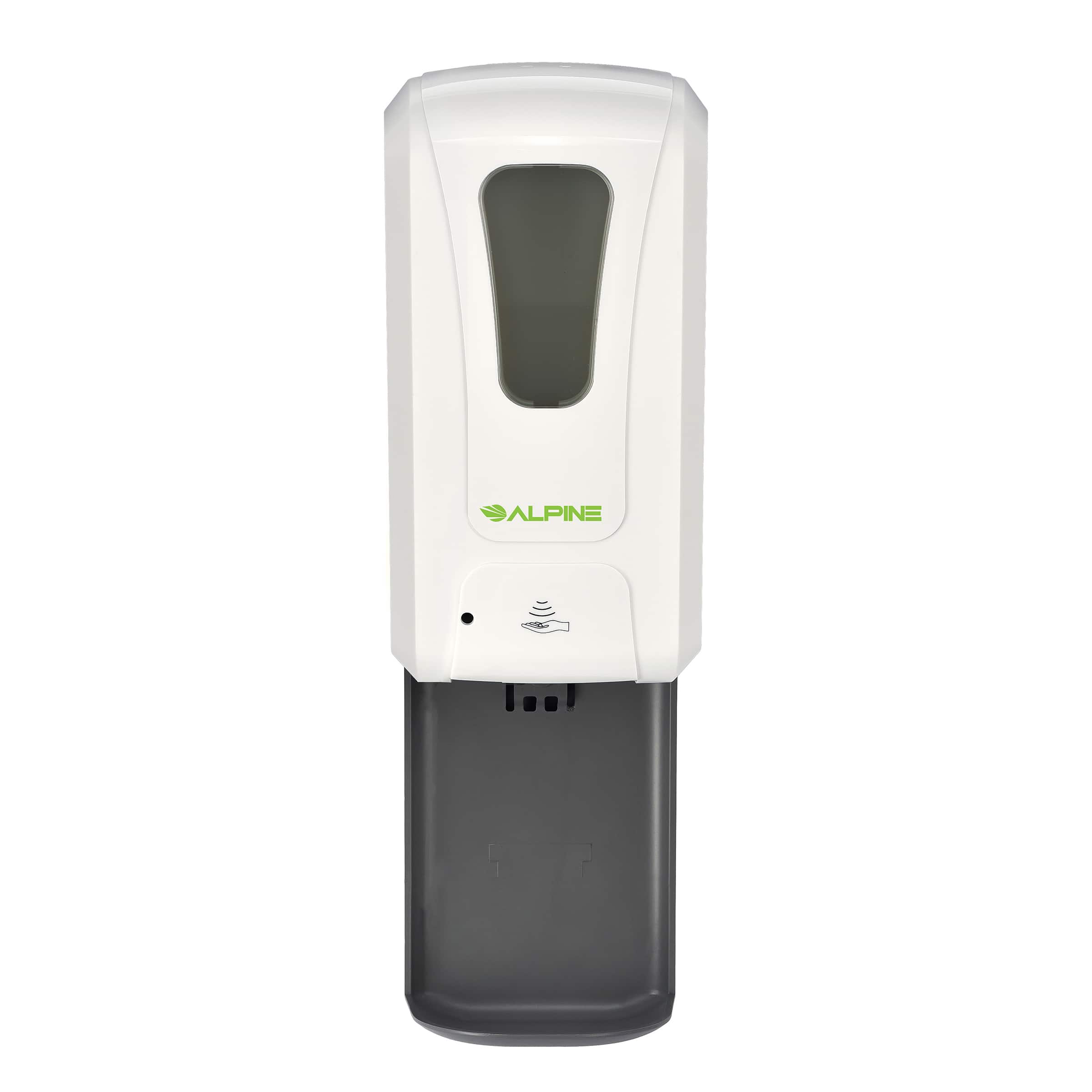 Alpine Industries - 40 oz. Wall Mount Automatic Gel Hand Sanitizer Soap Dispenser with Drip Tray - White