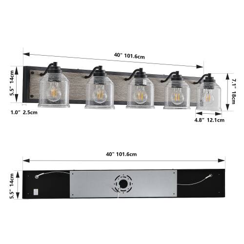 40" 101.6cm  
14cm  
5.5"  
1.0" 2.5cm  
4.8" 12.1cm  
7.1" 18cm